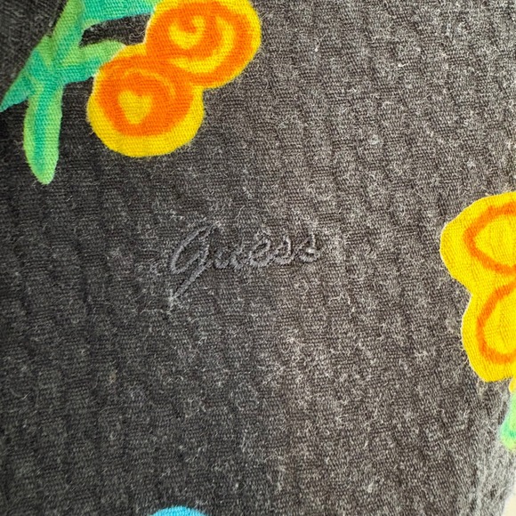 Vintage Guess Jeans Floral Sleeveless Button Down Vest Top Black Multi Color M - Picture 2 of 5